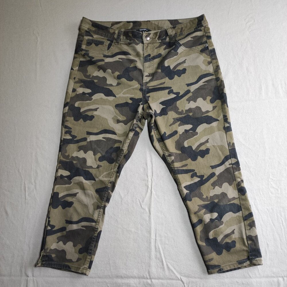George capri pants women's size 16 camouflage pattern green and brown colour